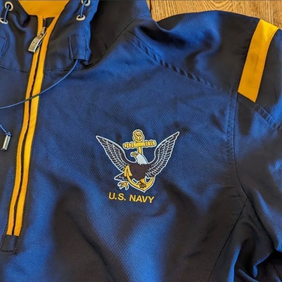 Under Armour U.S. Navy All Season Loose sz L Mens 1/4 Zip Hoodie Jacket Blue - Picture 5 of 10